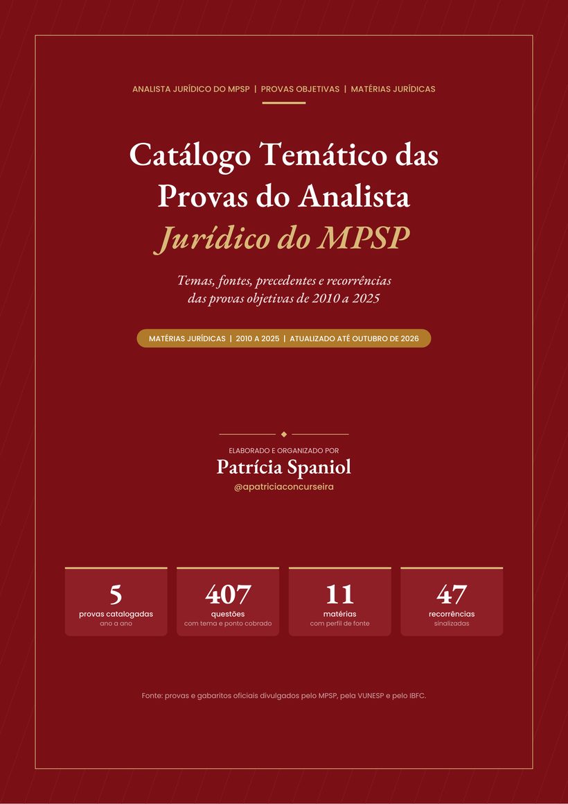 Capa do Catálogo Temático das Provas do Analista Jurídico do MPSP